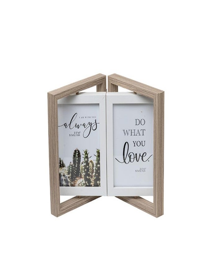 EAZYWAGON Wooden Rotating Photo Frame - 3.5x5 Inch (Grey) | Double-Sided Vertical Frame for 4 Photos | Desktop Tabletop Photo Frames for Sweet Memories, Home Decor, Office Desk & Table Decoration - Image 1